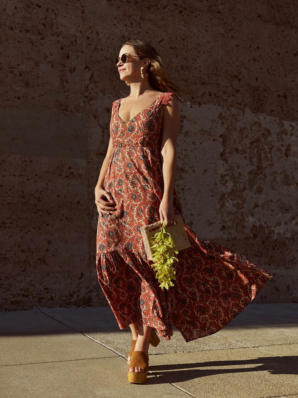 Clark Maxi Dress - Redwood & Sapphire Floral