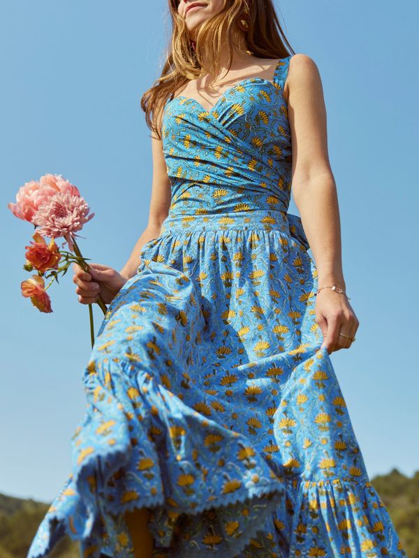 Sandy Flare Hem Skirt - Lapis & Laguna Floral print