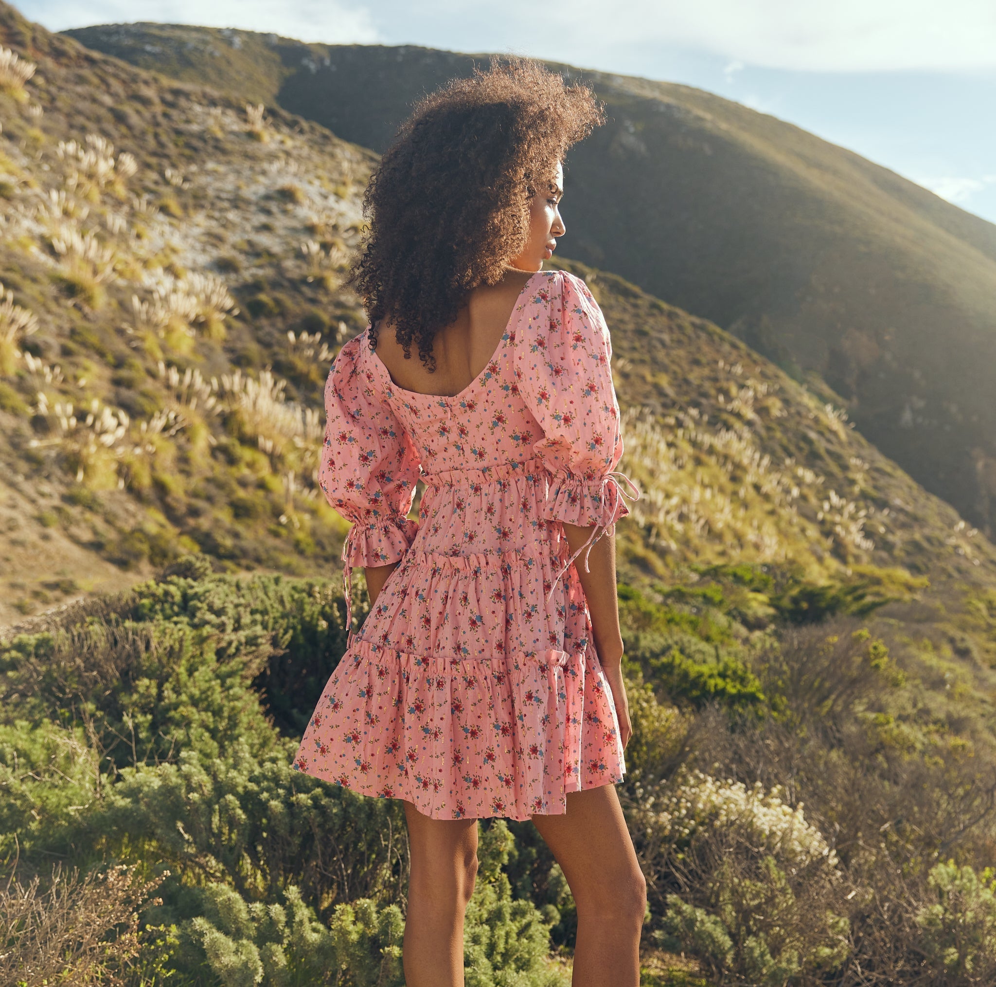 Julia Puff Sleeve Mini Dress - Primrose Bouquet Floral