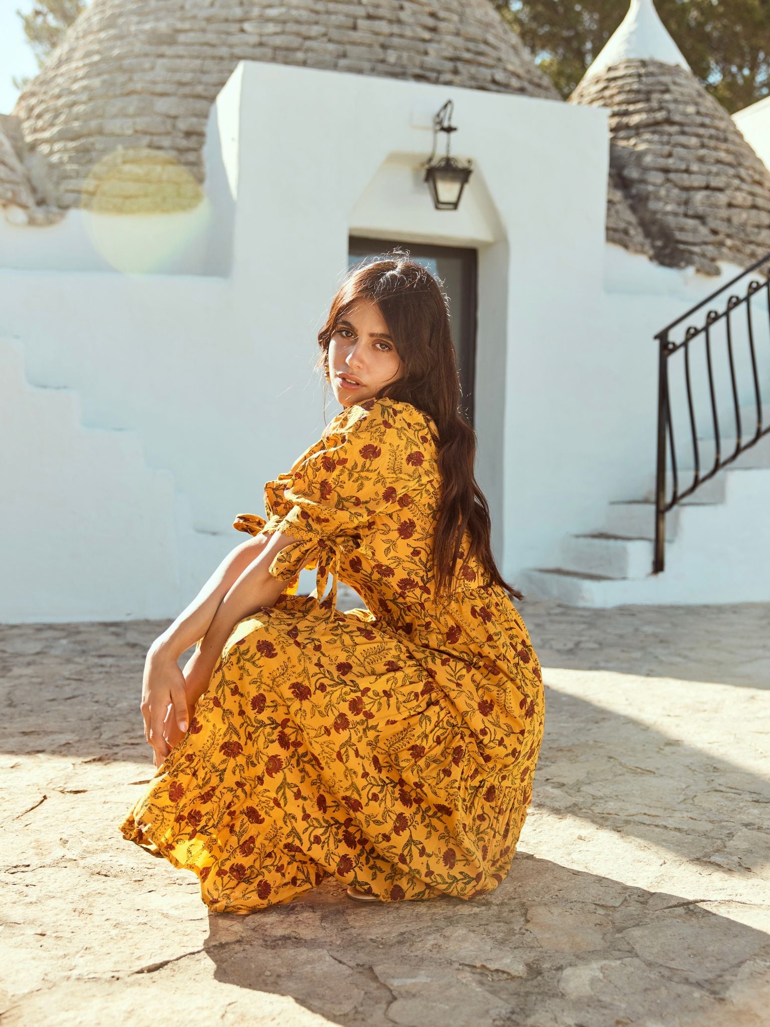 Barbara Maxi Dress - Golden Marguerite & Chili Floral Print