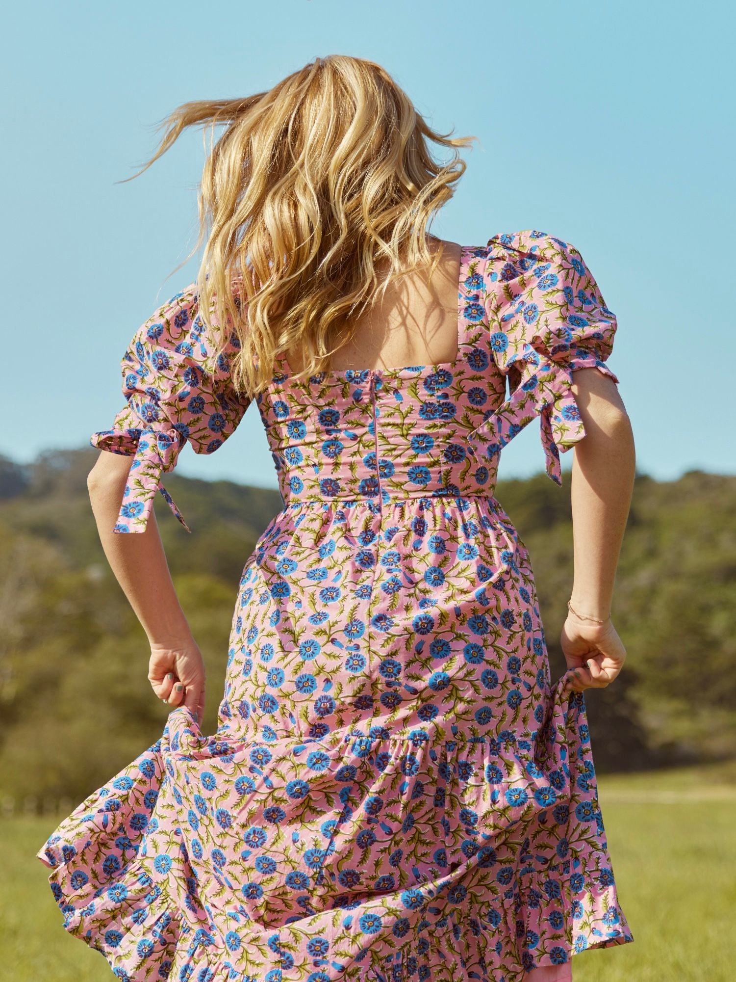 Barbara Maxi Dress - Pale Magenta & Indigo Floral