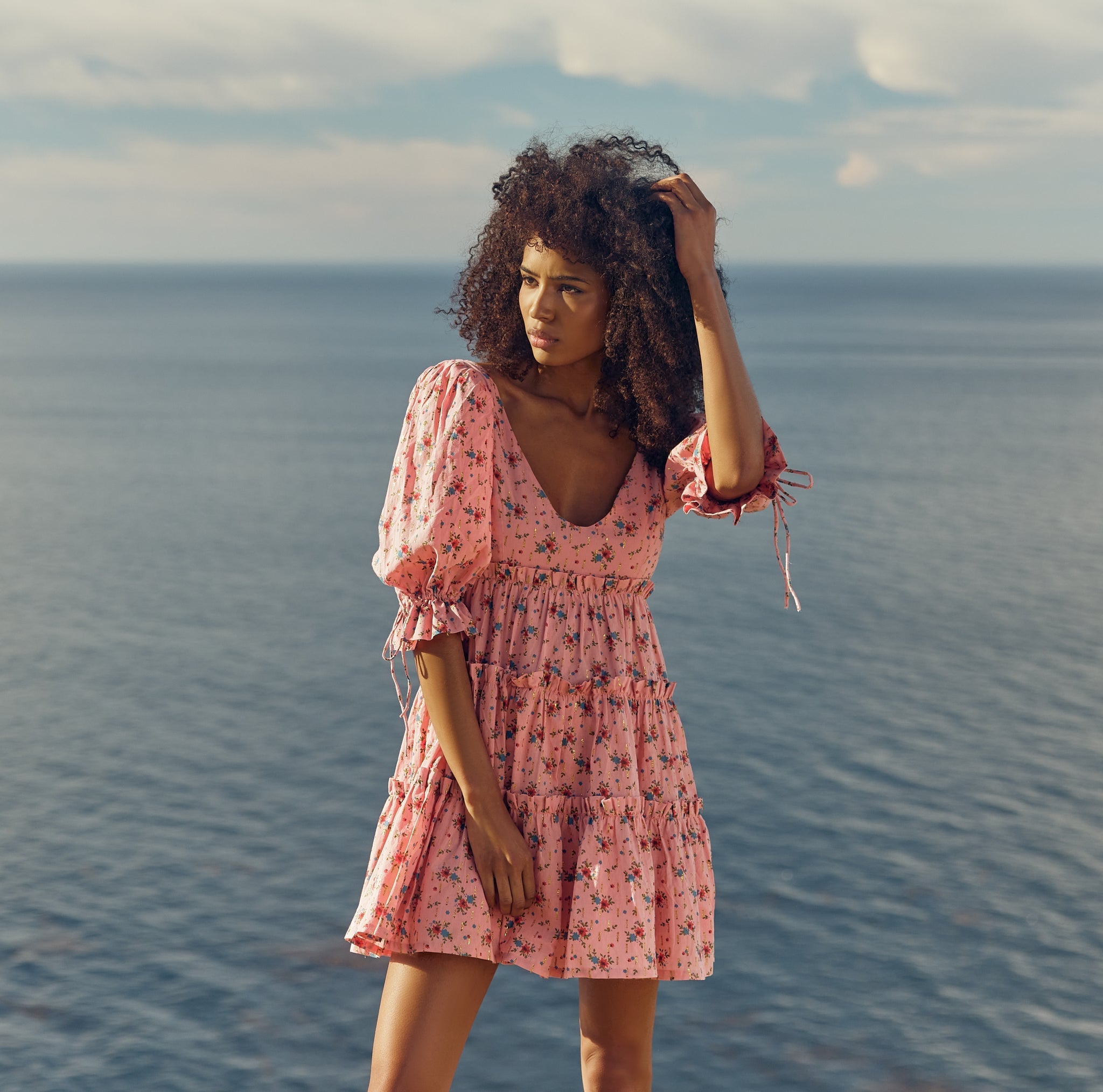 Julia Puff Sleeve Mini Dress - Primrose Bouquet Floral
