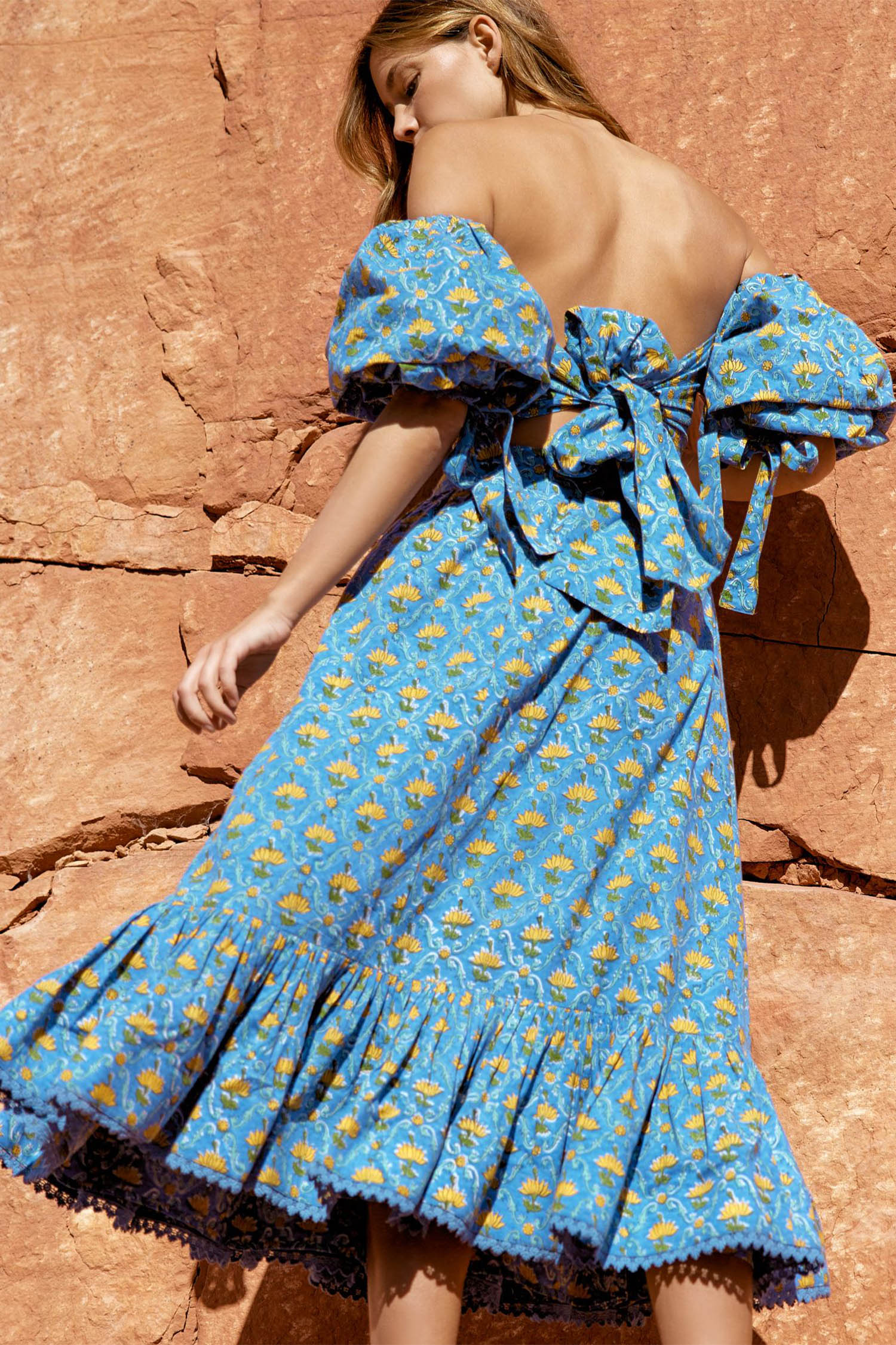 Hadley Top - Lapis & Laguna Floral print