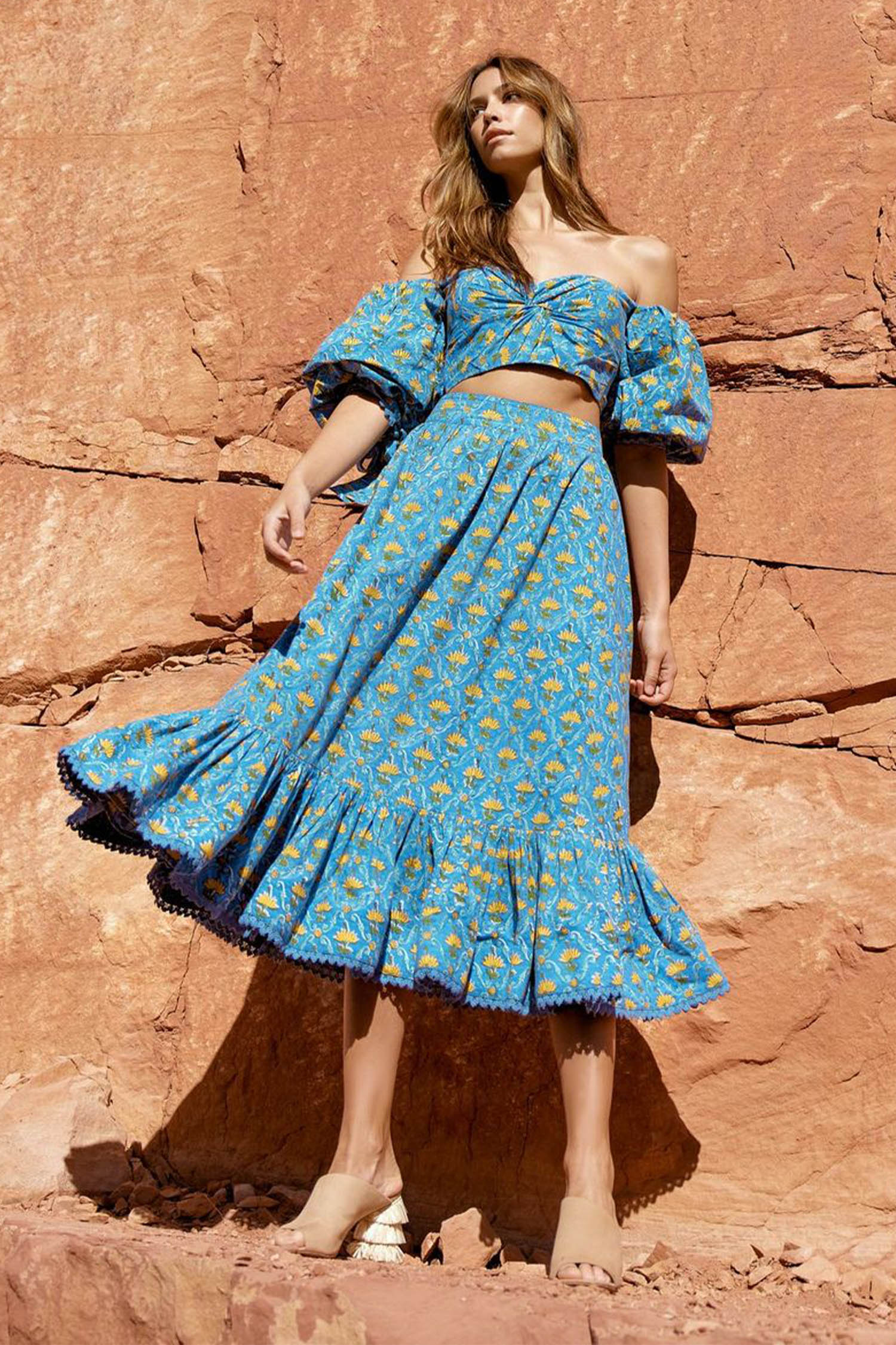 Hadley Top - Lapis & Laguna Floral print