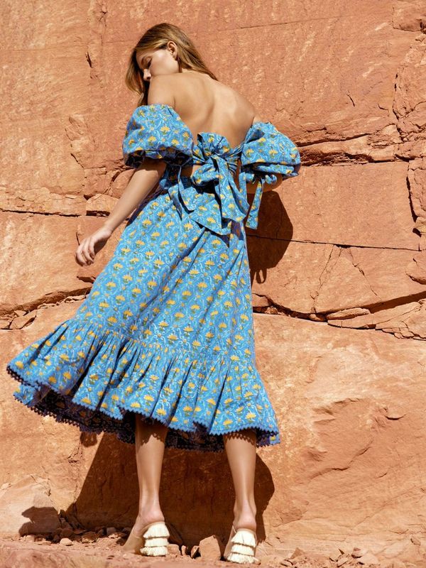 Sandy Flare Hem Skirt - Lapis & Laguna Floral print