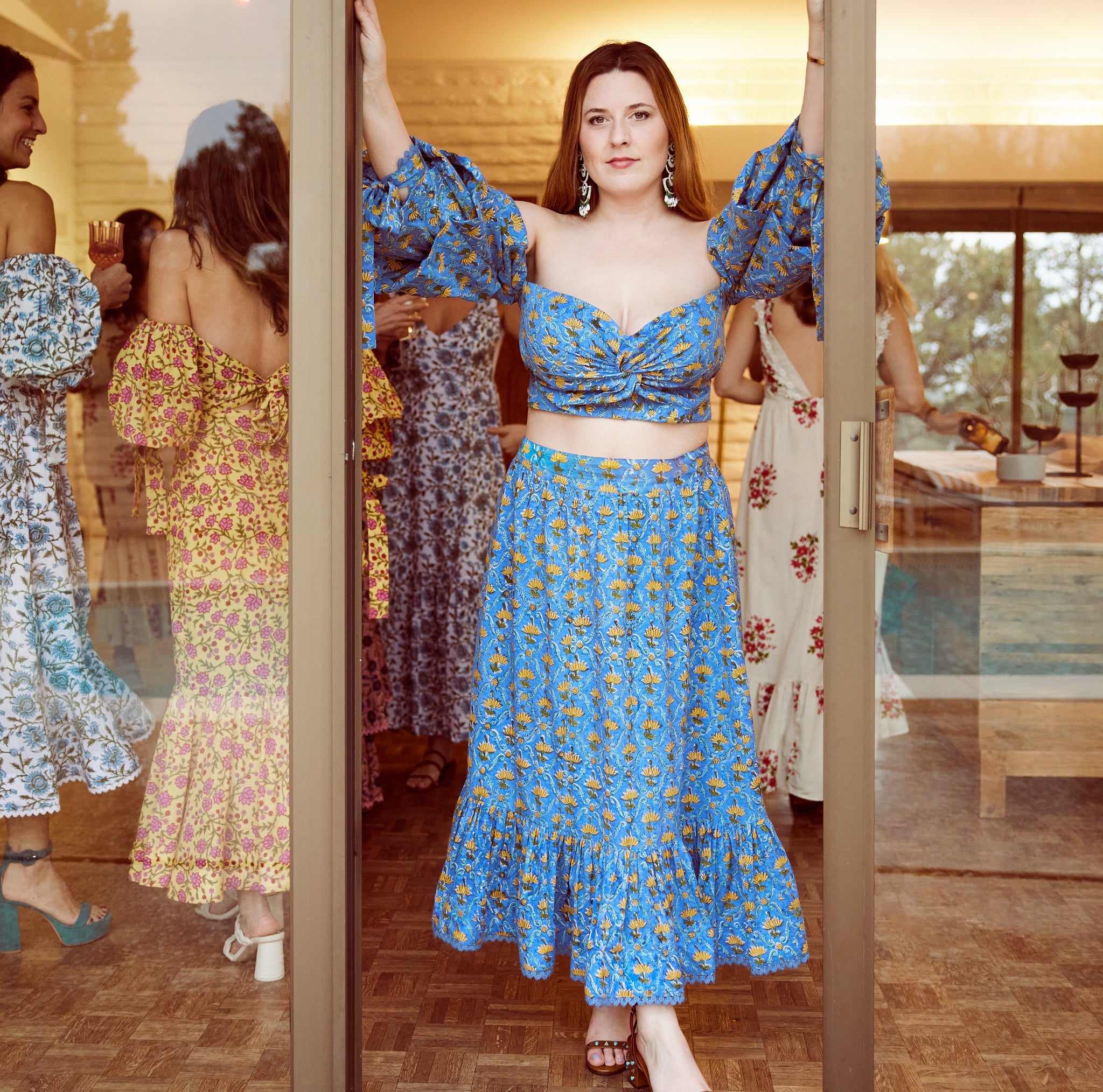 Sandy Flare Hem Skirt - Lapis & Laguna Floral print