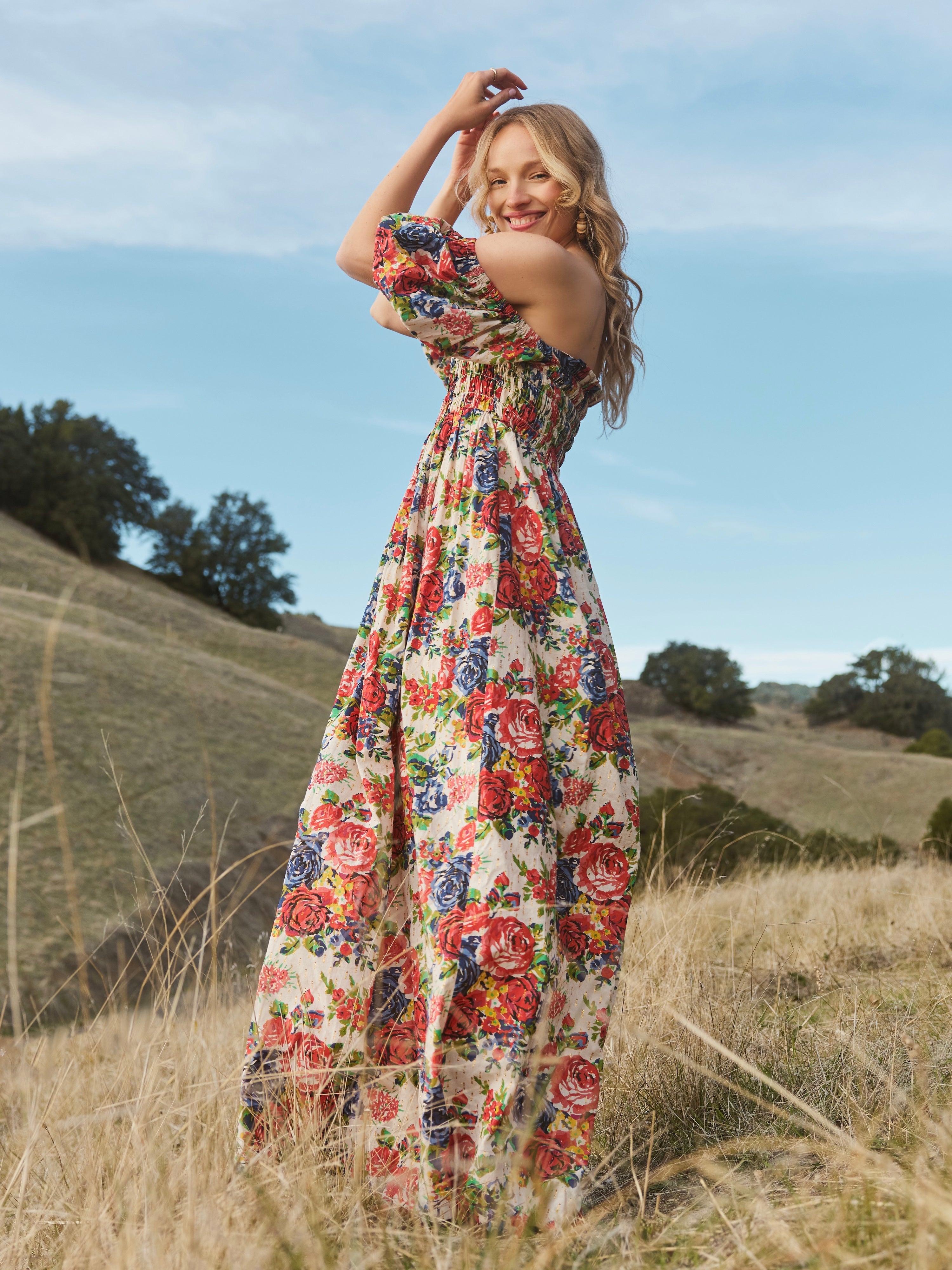 Aurora Puff Sleeve Maxi Dress - Blooming Floral Print